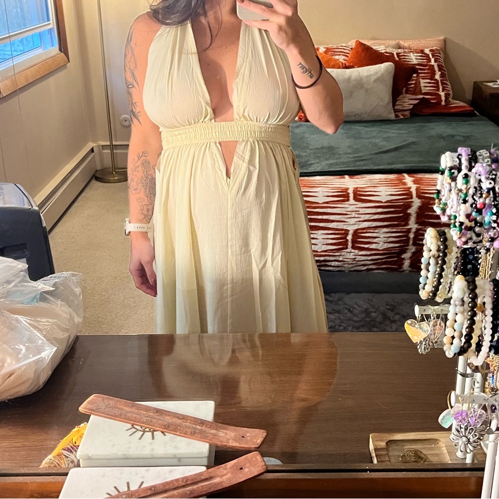 Maternity Cream Maxi Dress